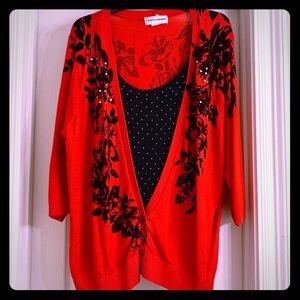 Red sweater cardigan